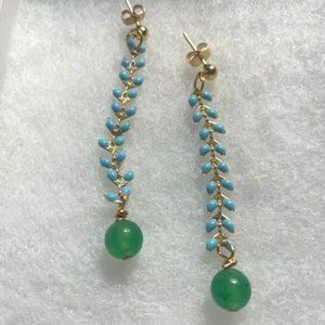 Show price Only todayDangly Chevron Earrings w/ Adventurine genuine stones